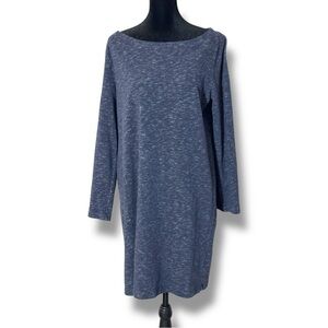 GAP Blue-Gray Sheath Knit Casual Mini Dress Straight Boat Neckline 3/4 Sleeves